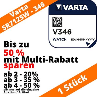 1 x Varta V346 SR712SW Uhrenbatterie 1,55 V SR712 Knopfzelle bis zu 50% sparen