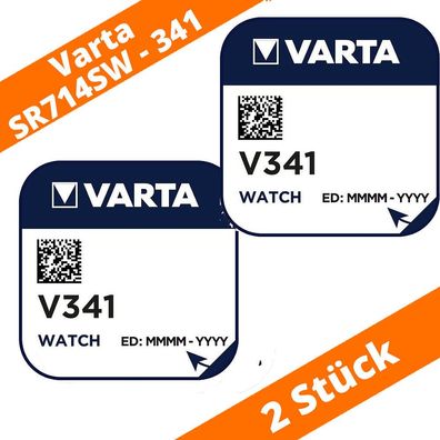 2 x Varta V341 SR714SW Uhrenbatterie 1,55 V SR714 RW322 Silberoxid Knopfzelle