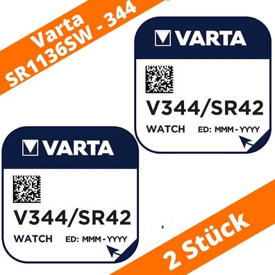 2 x Varta V344 SR1136SW Uhrenbatterie 1,55 V SR42 Knopfzelle Silberoxid SR42
