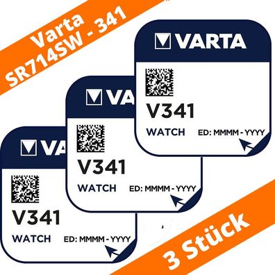 3 x Varta V341 SR714SW Uhrenbatterie 1,55 V SR714 RW322 Silberoxid Knopfzelle