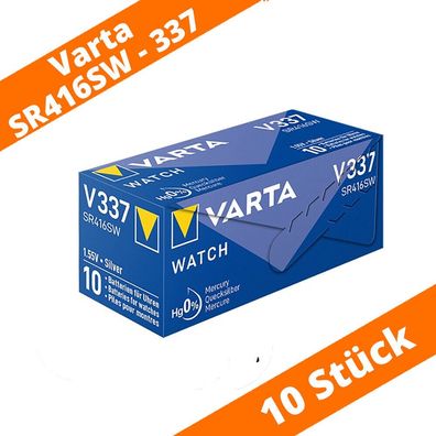 10 x Varta V337 Uhrenbatterie 1,55 V SR416SW Batterie Knopfzelle Silberoxid