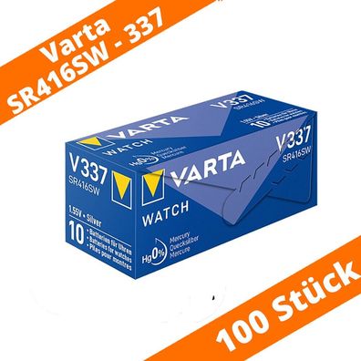 100 x Varta V337 Uhrenbatterie 1,55 V SR416SW Batterie Knopfzelle Silberoxid