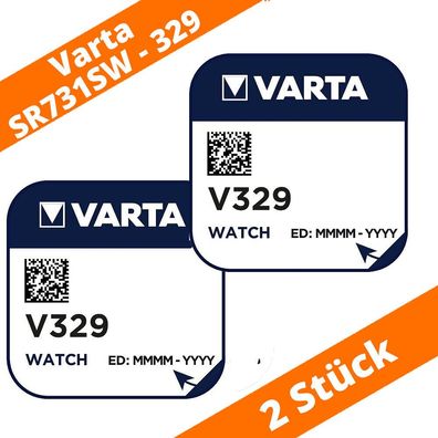 2 x Varta V329 Uhren Batterie Knopfzelle SR731SW Silberoxid Watch 1,55V