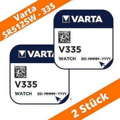 2 x Varta V335 Uhrenbatterie 1,55 V SR512SW Batterie Knopfzelle Silberoxid