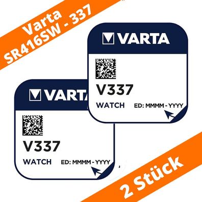 2 x Varta V337 Uhrenbatterie 1,55 V SR416SW Batterie Knopfzelle Silberoxid