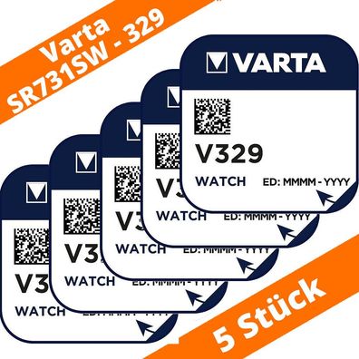 5 x Varta V329 Uhren Batterie Knopfzelle SR731SW Silberoxid Watch 1,55V