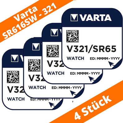 4 x Varta V321 Uhrenbatterie 1,55 V SR616SW SR65 RW 321 Knopfzelle Silberoxid