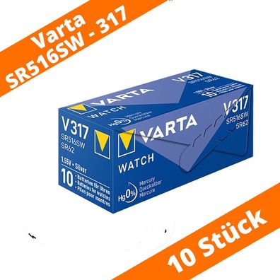 10 x Varta V317 Uhren Batterie Knopfzelle SR62 SR516SW Watch Silberoxid 1,55 V