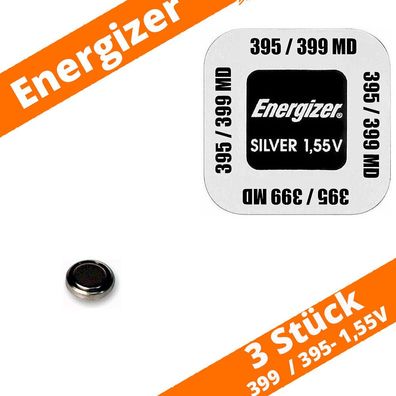 3 x Energizer 399 / 395 1,5V SR57 SR927 Silberoxid Uhrenbatterie Knopfzelle