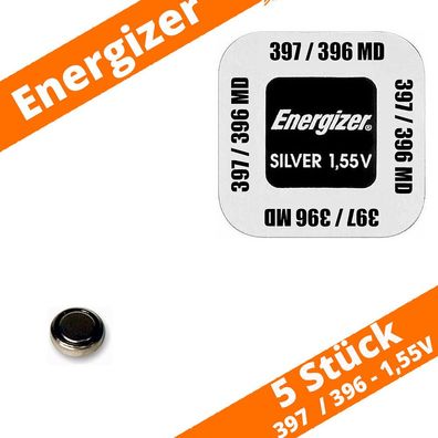5 x Energizer 397 / 396 SR726 SR59 AG2 1,55 V Uhrenknopfzelle Batterien Silver
