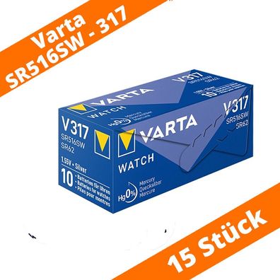 15 x Varta V317 Uhren Batterie Knopfzelle SR62 SR516SW Watch Silberoxid 1,55 V