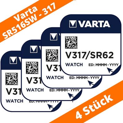 4 x Varta V317 Uhren Batterie Knopfzelle SR62 SR516SW Watch Silberoxid 1,55 V