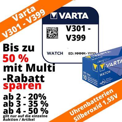 Varta Silberoxid Knopfzellen Sortiment V301 - V399 1,55 V - bis zu 50% sparen