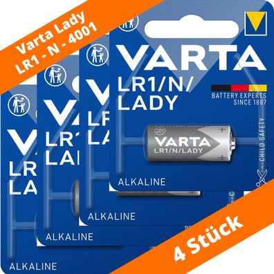 4 x Varta Lady 4001 LR1 E90 N MN9100 1,5V Knopfzelle Batterie Alkaline Blister