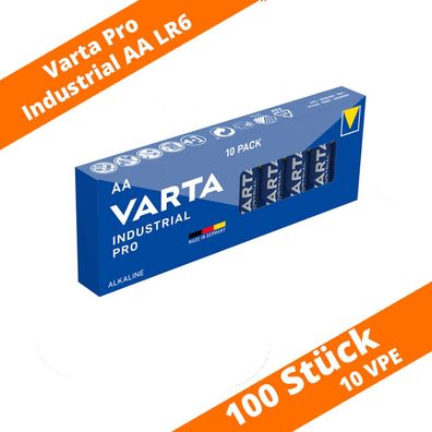 100 x Varta Pro Industrial AA Mignon Alkaline Batterien 1,5 V Box LR6 4006