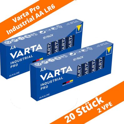 20 x Varta Pro Industrial AA Mignon Alkaline Batterien 1,5 V Box LR6 4006