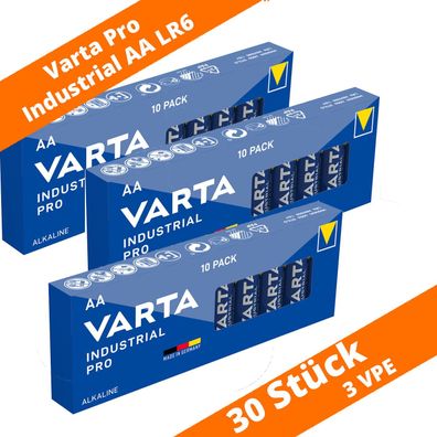 30 x Varta Pro Industrial AA Mignon Alkaline Batterien 1,5 V Box LR6 4006