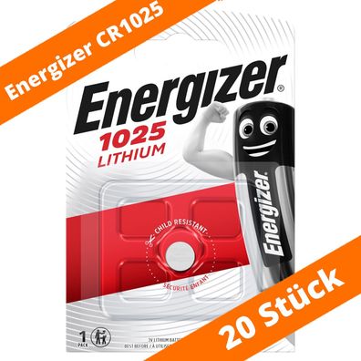 20 x Energizer CR 1025 Lithium Batterie Knopfzelle DL1025 3V 30mAh Auto LED