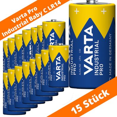 15 x Varta Pro Industrial 4014 Alkaline Baby C LR14 Batterien MN1400 1,5V lose