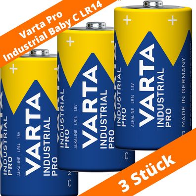 3 x Varta Pro Industrial 4014 Alkaline Baby C LR14 Batterien MN1400 1,5V lose