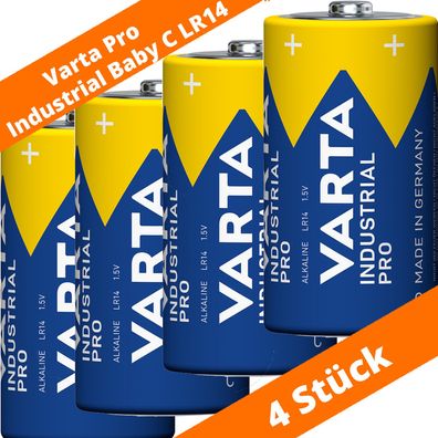 4 x Varta Pro Industrial 4014 Alkaline Baby C LR14 Batterien MN1400 1,5V lose