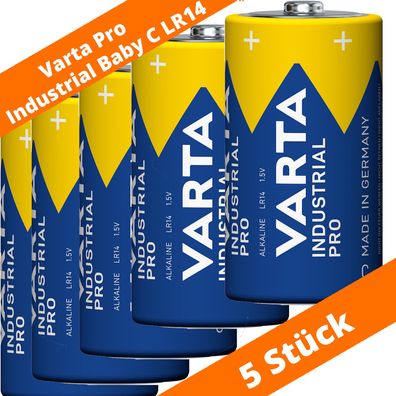 5 x Varta Pro Industrial 4014 Alkaline Baby C LR14 Batterien MN1400 1,5V lose