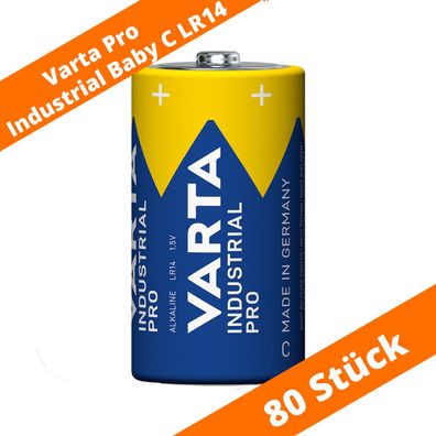 80 x Varta Pro Industrial 4014 Alkaline Baby C LR14 Batterien MN1400 1,5V lose