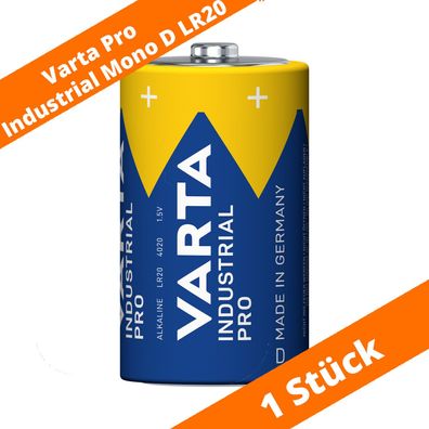 1 x Varta Pro Industrial 4020 Alkaline Mono D LR20 Batterien MN1300 1,5V lose