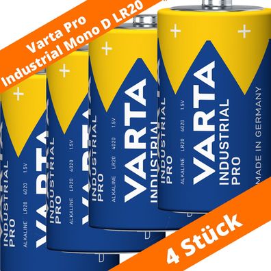 4 x Varta Pro Industrial 4020 Alkaline Mono D LR20 Batterien MN1300 1,5V lose