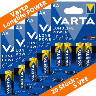 20 x Varta AA Mignon LR6 4906 MN1500 Alkaline Longlife Power Batterie 5 x 4er