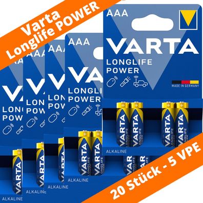 20 x Varta Longlife Power Batterien AAA Micro LR03 4903 1,5V Alkaline 5 x 4er