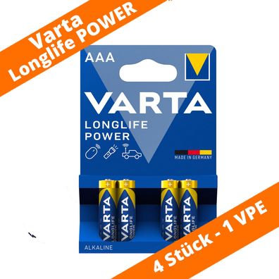 4 x Varta Longlife Power Batterien AAA Micro LR03 4903 1,5V Alkaline 1 x 4er