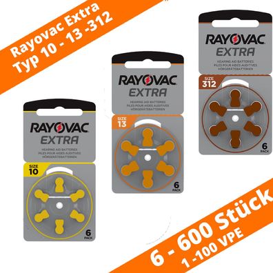 Rayovac Typ 10 13 312 gelb orange braun PR70 PR48 PR41 Hörgeräte Batterien 1,55V