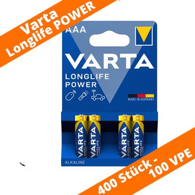 400 x Varta Longlife Power Batterien AAA Micro LR03 4903 1,5V Alkaline 100 x 4er
