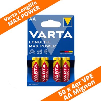 200 x Varta Longlife Max Power / Max Tech 4706 AA Mignon LR6 Foto 1,5V Batterie
