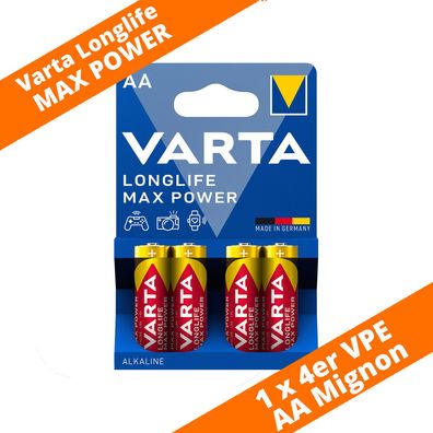 4 x Varta Longlife Max Power / Max Tech 4706 AA Mignon LR6 Foto 1,5V Batterie