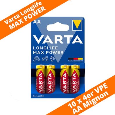 40 x Varta Longlife Max Power / Max Tech 4706 AA Mignon LR6 Foto 1,5V Batterie
