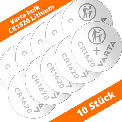 10 x CR1620 Varta Lithium Knopfzelle lose Industrie DL1620 70mAh 3V Batterie