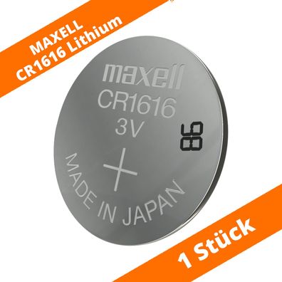 1 x Maxell CR 1616 Lithium Batterien 3V Knopfzellen DL1616 Blister CR1616 55mAh