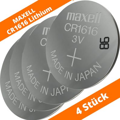 4 x Maxell CR 1616 Lithium Batterien 3V Knopfzellen DL1616 Blister CR1616 55mAh