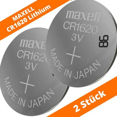 2 x Maxell CR 1620 Lithium Batterien 3V Knopfzellen DL1620 Blister CR1620 80mAh