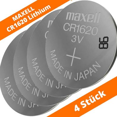4 x Maxell CR 1620 Lithium Batterien 3V Knopfzellen DL1620 Blister CR1620 80mAh
