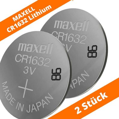 2 x Maxell CR 1632 Lithium Batterien 3V Knopfzellen DL1632 Blister CR1632 140mAh