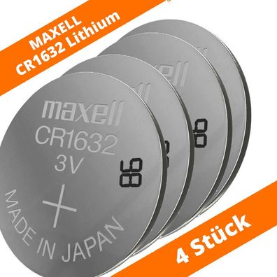 4 x Maxell CR 1632 Lithium Batterien 3V Knopfzellen DL1632 Blister CR1632 140mAh