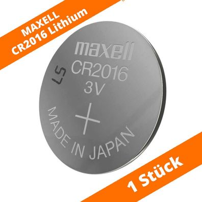 1 x Maxell CR2016 Knopfzelle 3V Lithium Batterie Autoschlüssel LED-Kerzen