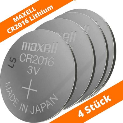 4 x Maxell CR2016 Knopfzelle 3V Lithium Batterie Autoschlüssel LED-Kerzen