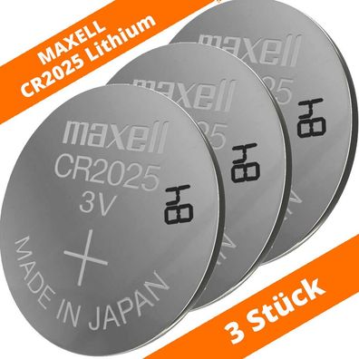 3 x Maxell CR 2025 Lithium Batterien 3V Knopfzellen LED Kerze Autoschlüssel