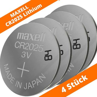 4 x Maxell CR 2025 Lithium Batterien 3V Knopfzellen LED Kerze Autoschlüssel