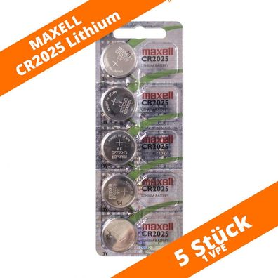 5 x Maxell CR 2025 Lithium Batterien 3V Knopfzellen LED Kerze Autoschlüssel