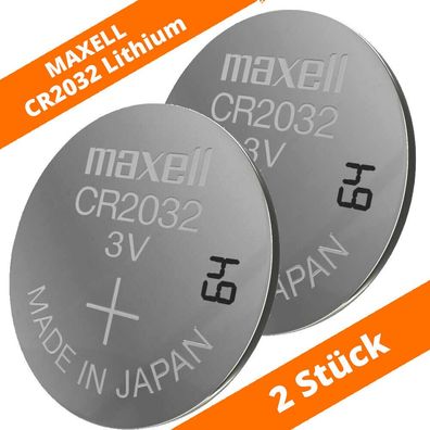 2 x Maxell CR 2032 Lithium Batterien 3V Knopfzellen DL2032 LED Kerze Auto